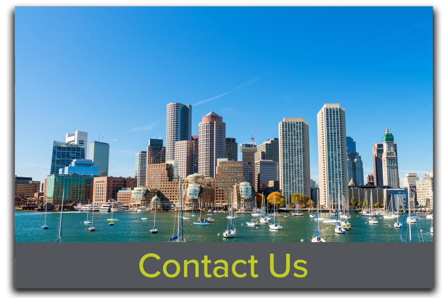 Block featuring an image of the Boston skyline, with the text "Contact Us" overlaid, emphasizing Tufts CMS's central location and accessibility for research collaboration.